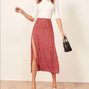 Reformation Zoe Side Slit Midi Skirt
